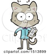 Cartoon Surprised Office Worker Cat