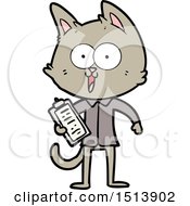 Poster, Art Print Of Funny Cartoon Cat Wearing Shirt And Tie