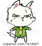 Tough Cartoon Cat In Shirt And Tie