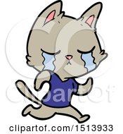 Crying Cartoon Cat Running Away