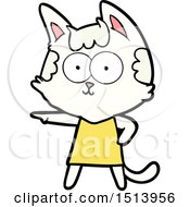 Happy Cartoon Cat In Dress Pointing