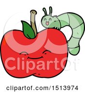 Cartoon Apple And Bug by lineartestpilot