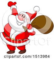 Poster, Art Print Of Cartoon Happy Christmas Santa Claus Presenting