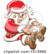 Poster, Art Print Of Christmas Santa Claus Trying To Stretch And Touch His Toes