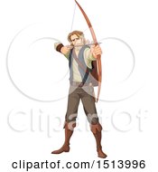 Poster, Art Print Of Male Archer Robin Hood Aiming An Arrow