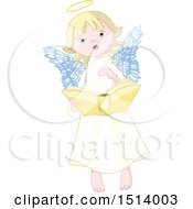 Poster, Art Print Of Cute Female Angel Reading A Book
