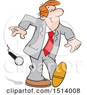 Clipart Of A Cartoon White Business Man Dropping The Mic Royalty Free Vector Illustration by Johnny Sajem