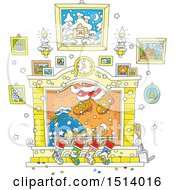Poster, Art Print Of Hearth With Santas Feet Emerging From The Chimney