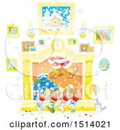 Poster, Art Print Of Fireplace With Santas Feet Emerging From The Chimney