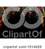 Clipart Of A Party Background With Colorful Ribbons And Confetti On Black Royalty Free Vector Illustration by dero