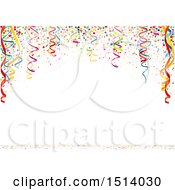 Poster, Art Print Of Party Background With Colorful Ribbons And Confetti On White