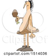 Clipart Of A Cartoon Caveman Holding A Meaty Drumstick Royalty Free Vector Illustration