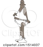 Clipart Of A Cartoon Black Man In His Underwear Royalty Free Vector Illustration