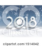 Clipart Of A 3d New Year 2018 Design With Snow And Flakes Royalty Free Illustration