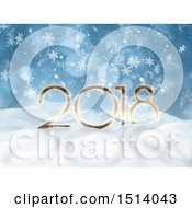 Clipart Of A 3d New Year 2018 Design With Snowflakes Royalty Free Illustration