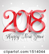 Poster, Art Print Of 2018 Happy New Year Design With Stars On Gray