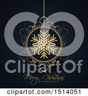 Poster, Art Print Of Merry Christmas And A Happy New Year Greeting With A Snowflake Bauble
