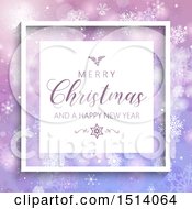 Clipart Of A Merry Christmas And A Happy New Year Greeting Over Purple With Snowflakes Royalty Free Vector Illustration