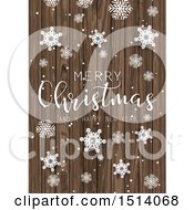 Poster, Art Print Of Merry Christmas And A Happy New Year Greeting With Snowflakes On Wood