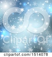 Poster, Art Print Of Blue Winter Or Christmas Background With Snowflakes