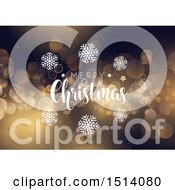 Poster, Art Print Of Merry Christmas Greeting With Snowflakes On Bokeh
