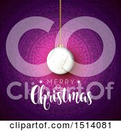 Poster, Art Print Of Merry Christmas Greeting With A Bauble Over A Mandala