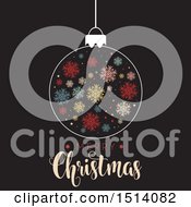 Clipart Of A Merry Christmas Greeting With A Colorful Snowflake Bauble Royalty Free Vector Illustration