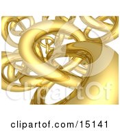 3d Tangle Of Golden Pipes Twisting Turning And Intermingling Like An Internet Highway Clipart Picture Illustration by 3poD