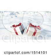 Poster, Art Print Of 3d Christmas Gifts In The Snow
