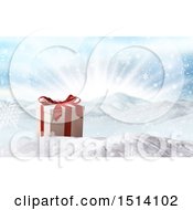 Poster, Art Print Of 3d Christmas Gift In The Snow