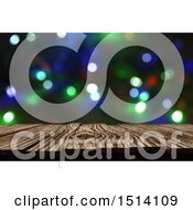 Poster, Art Print Of 3d Wood Surface With Blurred Lights