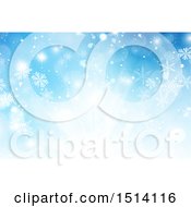 Clipart Of A Blue Winter Christmas Background Of Rays And Snowflakes Royalty Free Illustration