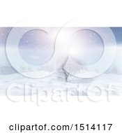 Clipart Of A 3d Snowy Winter Sunrise Background Royalty Free Illustration