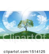 Poster, Art Print Of 3d Tree On A Grassy Hill In The Spring