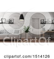 Poster, Art Print Of 3d Home Office And Living Room Interior