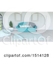 Poster, Art Print Of 3d Living Room Interior With A Sofa And Rug