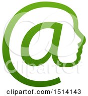 Poster, Art Print Of Gradient Green Profiled Face In An Email Arobase At Symbol