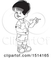 Clipart Of A Boy Holding Chalk Royalty Free Vector Illustration