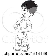 Clipart Of A Boy Exercising Royalty Free Vector Illustration