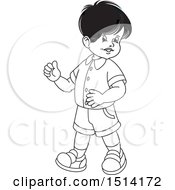 Clipart Of A Boy Walking Royalty Free Vector Illustration