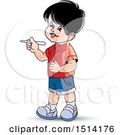 Clipart Of A Boy Holding Chalk Royalty Free Vector Illustration