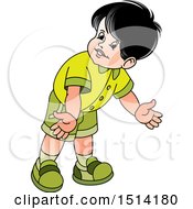 Clipart Of A Boy Bending Over Royalty Free Vector Illustration