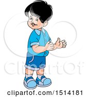 Clipart Of A Boy Clapping Royalty Free Vector Illustration