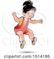 Clipart Of A Little Girl Jumping Royalty Free Vector Illustration