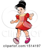 Clipart Of A Little Girl Walking Royalty Free Vector Illustration