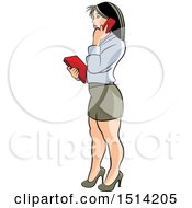 Clipart Of A Business Woman Talking On A Cell Phone Royalty Free Vector Illustration by Lal Perera