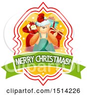 Clipart Of A Merry Christmas Greeting With Presents And A Teddy Bear Royalty Free Vector Illustration