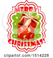 Clipart Of A Christmas Gift With Text Royalty Free Vector Illustration