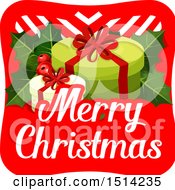 Clipart Of A Merry Christmas Greeting With Gifts Royalty Free Vector Illustration