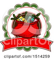 Clipart Of A Christmas Sack Full Of Gifts Royalty Free Vector Illustration